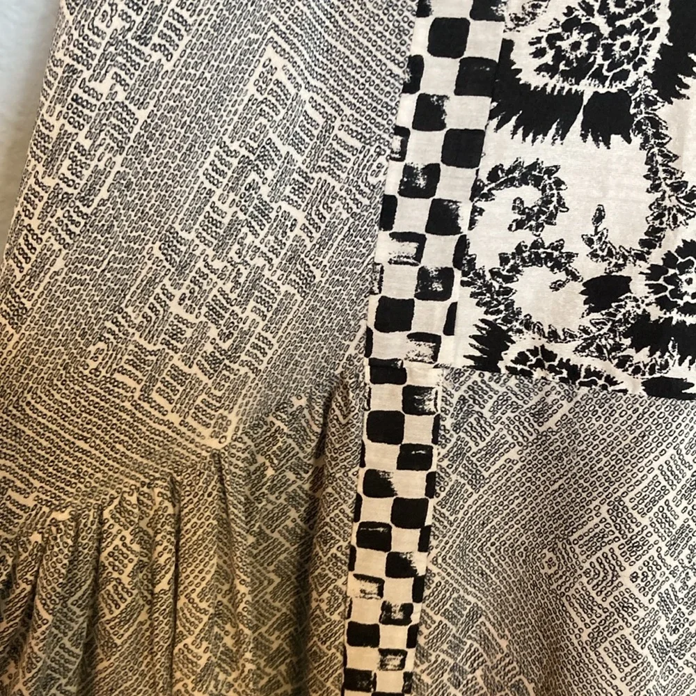 A.L.C. Womens Size M Black White High Neck Sleeveless 100% Silk Drop Waist Dress - Picture 4 of 11